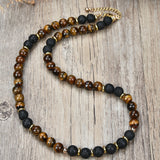 Natural Stone Beads Gallstone Necklace Men Women Short Chain