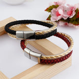 Men's Steel Magnetic Leather Bracelet