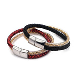 Men's Steel Magnetic Leather Bracelet