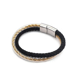 Men's Stainless Steel Magnetic Leather Rope Bracelet