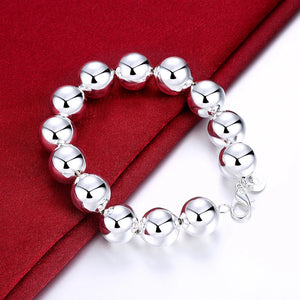 925 Sterling Silver Big Beads Bracelet for Woman Man