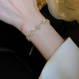 Zircon Love Flower Adjustable Bracelet Female