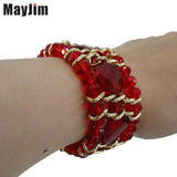 Elastic Crystal Bead Bracelet with Aluminum Chain