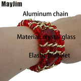 Elastic Crystal Bead Bracelet with Aluminum Chain