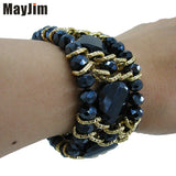Elastic Crystal Bead Bracelet with Aluminum Chain