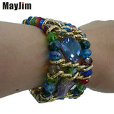 Elastic Crystal Bead Bracelet with Aluminum Chain