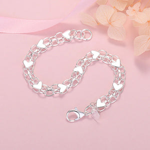 925 Silver Heart Bracelets for Women Jewelry Wedding Party