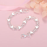 925 Silver Heart Bracelets for Women Jewelry Wedding Party