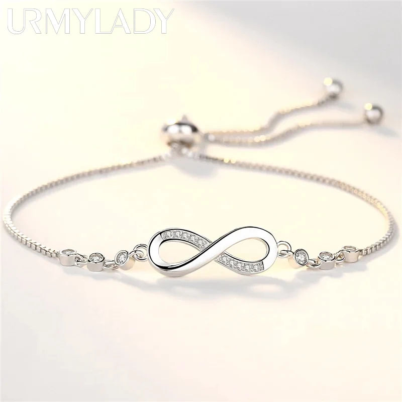 925 Silver Crystal Bracelet for Women Party Wedding Accessories