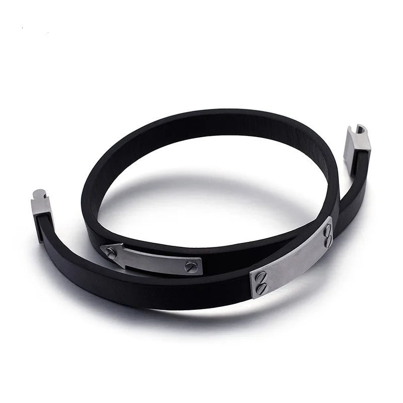 Men's Multi-Layer Leather Bracelet with Magnetic Buckle
