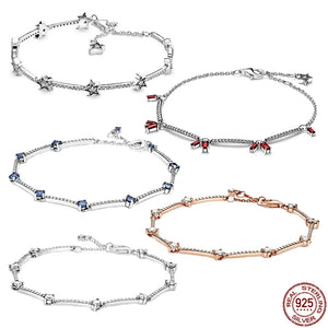 Glittering Red 925 Silver Bracelet for Girlfriend