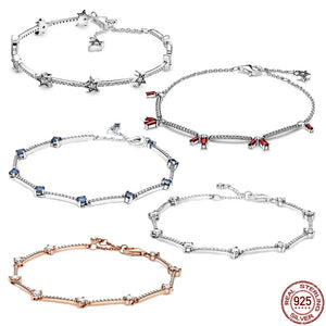 Firecracker Red Bracelet 925 Sterling Silver Glittering Chain DIY