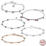 Firecracker Red Bracelet 925 Sterling Silver Glittering Chain DIY