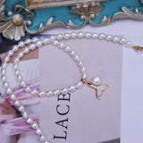 5-6mm Freshwater Rice Pearl Necklace Clavicle Decor Fashionable