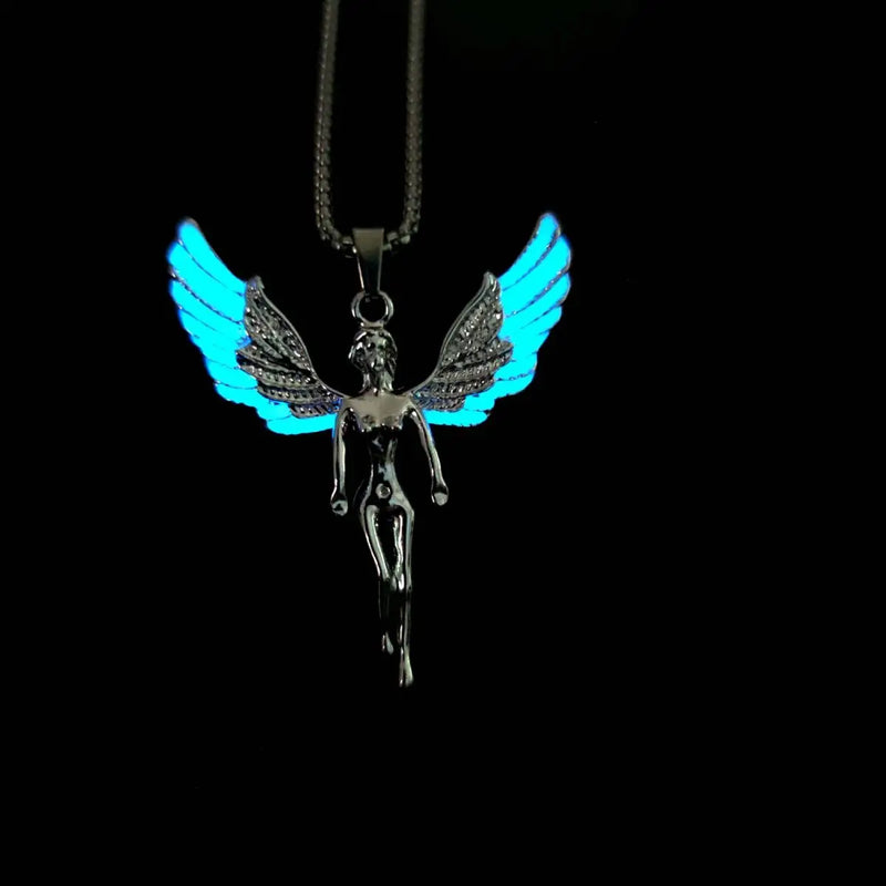 Fluorescent Angel Wings Goddess Necklace Pendant