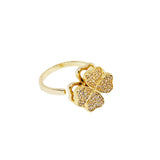 Four-Leaf Clover Rotating Zircon Ring Open Ring