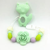 Silicone Fox Teether Pacifier Clip - Universal Soother Flower Clip