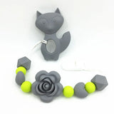 Silicone Fox Teether Pacifier Clip - Universal Soother Flower Clip
