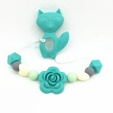 Silicone Fox Teether Pacifier Clip - Universal Soother Flower Clip