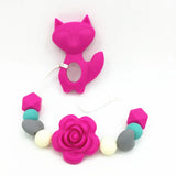 Silicone Fox Teether Pacifier Clip - Universal Soother Flower Clip