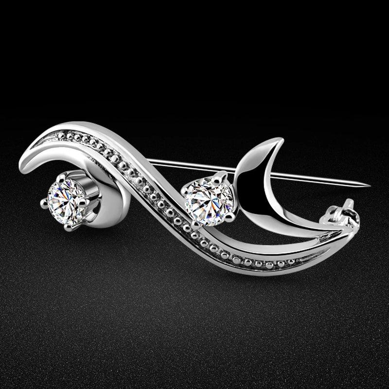 Zircon Inlaid 925 Silver Brooch Charm Jewelry