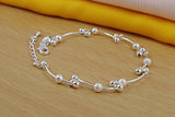 Girls 925 Sterling Silver Anklet Beads Solid Silver Anklet Women Charm Jewelry