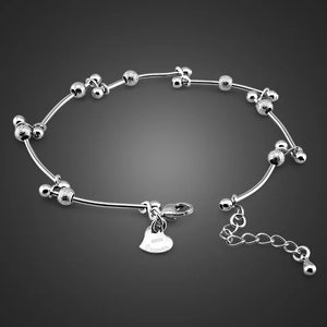Girls 925 Sterling Silver Anklet Beads Solid Silver Anklet Women Charm Jewelry