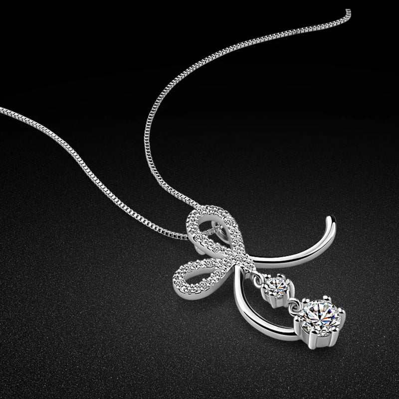 Girls Silver Flower Pendant Necklace on Snake Chain