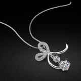 Girls Silver Flower Pendant Necklace on Snake Chain