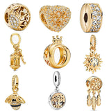 925 Sterling Silver Sun Pendant Bee Family Clip Bead for Bracelet DIY Jewelry