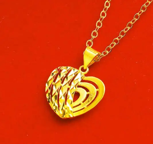 Gold-Plated Peach Heart Pendant Necklace for Women
