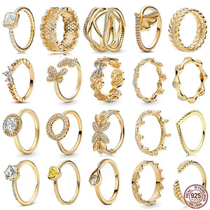 925 Silver Ginkgo Leaf Heart Honeycomb Butterfly Ring for Girlfriend