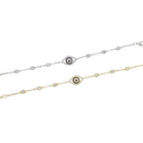 Silver Mini CZ Evil Eye Bangle Bracelet for Women