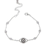 Silver Mini CZ Evil Eye Bangle Bracelet for Women