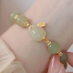 Hetian Jade Bunny Bracelet - Romantic Engagement Jewelry for Women