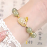 Hetian Jade Bunny Bracelet - Romantic Engagement Jewelry for Women