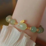 Hetian Jade Bunny Bracelet for Women - Romantic Engagement Jewelry