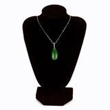 Green Chalcedony Drop Pendant 925 Silver Necklace