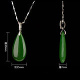 Green Chalcedony Drop Pendant 925 Silver Necklace