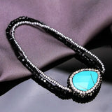 Elastic Turquoise Stone Charm Bracelet for Women