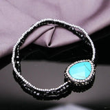 Elastic Turquoise Stone Charm Bracelet for Women