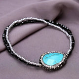 Elastic Turquoise Stone Charm Bracelet for Women
