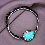 Elastic Turquoise Stone Charm Bracelet for Women