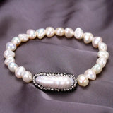 Baroque Pearl CZ Charm Bracelet for Women