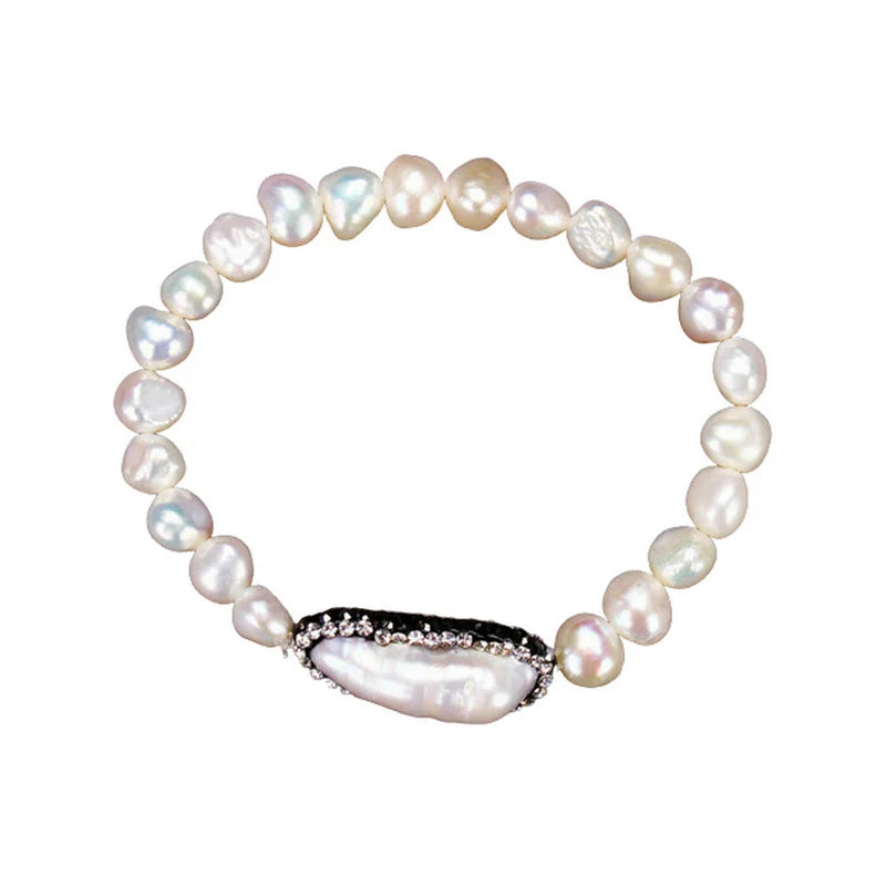 Baroque Pearl CZ Charm Bracelet for Women