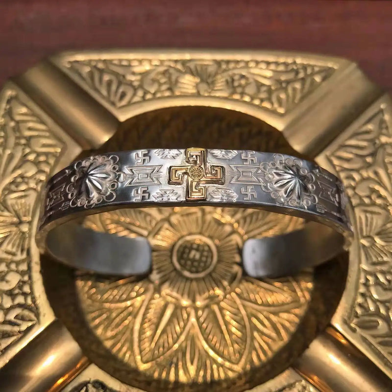Men's Retro Tribal Totem Silver Bracelet