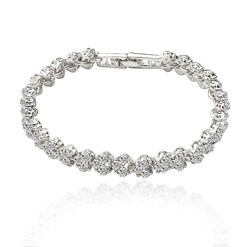 925 Silver Bracelet w/ Austrian Crystal Men's 10MM Gem