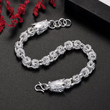 925 Sterling Silver Dragon Head Bracelet for Men and Women