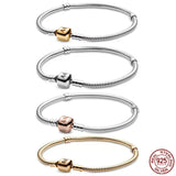 925 Sterling Silver Bucket Buckle Snake Bone Chain Bracelet - DIY Jewelry