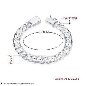 Noble S925 Solid-Plating Bracelets Jewelry 10mm Square Jewelry